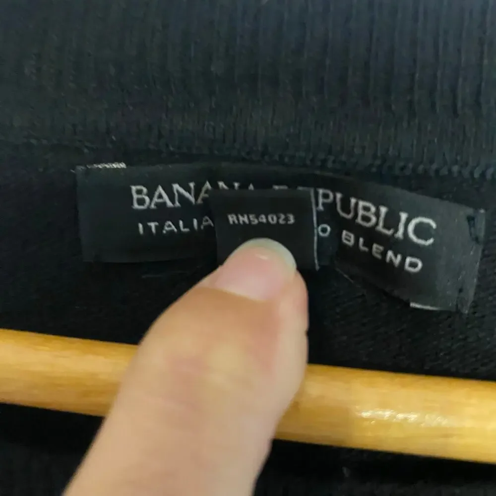 Mens‎ Banana Republic Black Sweater Italian Merino Wool Blend Quiet Luxury Small